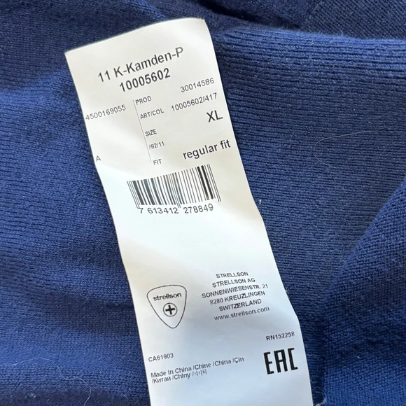 Strellson | Blue 1/4 Button Up Collared Cotton/Silk/Cashmere Long Sleeve Sweater - Picture 6 of 9